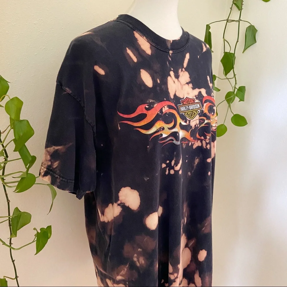 Vintage 90s Harley-Davidson Bleach Dyed Tee - Picture 5 of 9